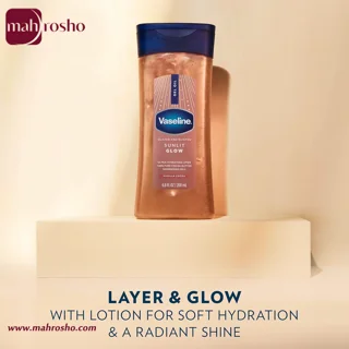 ژل روغن بدن شاین دار وازلین مدل Sunlit Glow با رایحه وانیل کاکائو حجم 200 میلی لیتر