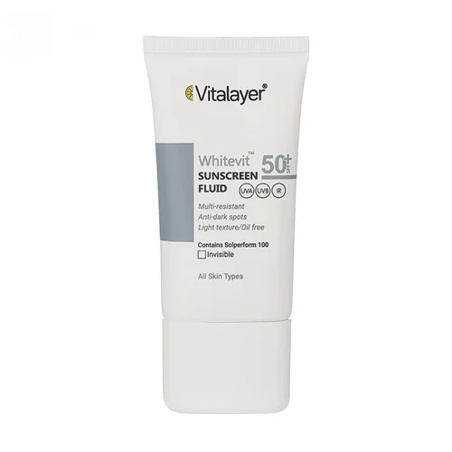فلوئید ضد آفتاب پوست دارای لک وایت ویت SPF50 ویتالیر در 3 رنگ حجم 50 میلی لیتر