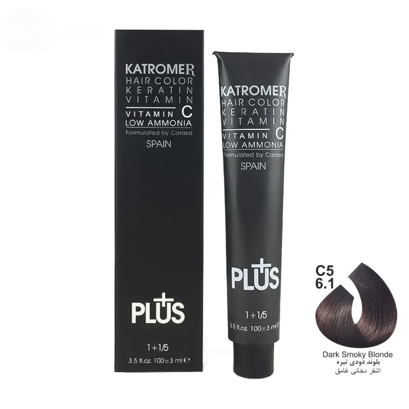 رنگ مو کاترومر گروه دودی رنگ بلوند دودی تیره شماره C5 , 6.1 حجم 100 میلی لیتر