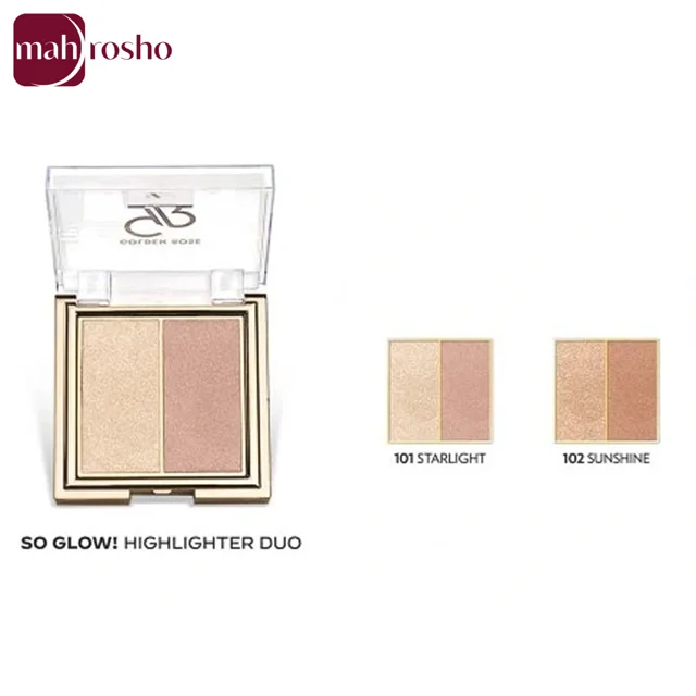 هایلایتر پودری دو رنگ گلدن رز مدل So Glow شماره 102 وزن 2x3.2 گرم