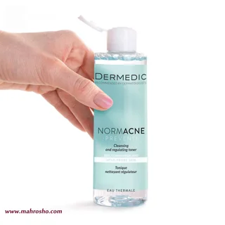 تونر صورت درمدیک مدل NORMACNE مناسب پوست چرب و آکنه دار حجم 200 میلی لیتر