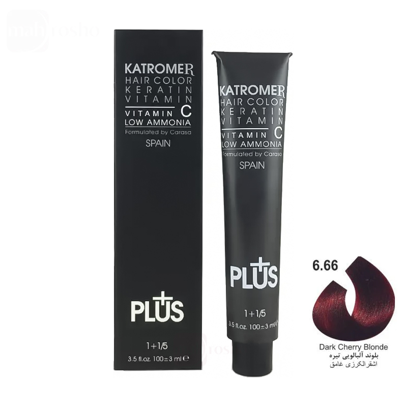 رنگ مو کاترومر گروه آلبالویی رنگ بلوند آلبالویی تیره شماره 6.66 حجم 100 میلی لیتر