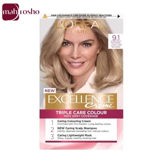 کیت رنگ مو لورال سری Excellence رنگ بلوند خاکستری شماره 9.1