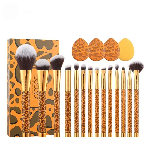 ست براش پلنگی دوکالر مجموعه 14 عددی