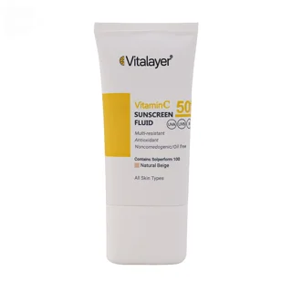 فلوئید ضد آفتاب SPF50 ویتامین C ویتالیر در سه رنگ حجم 50 میلی لیتر