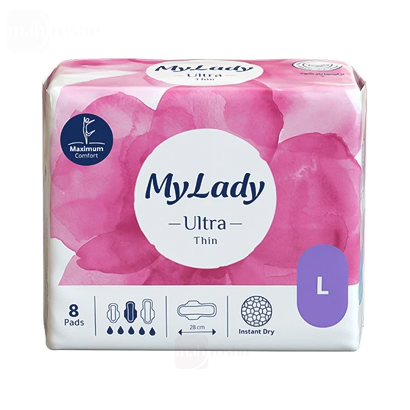 نوار بهداشتی اولترا مای لیدی مدل به نرمی ابریشم سایز بزرگ (L) بسته 8 عددی